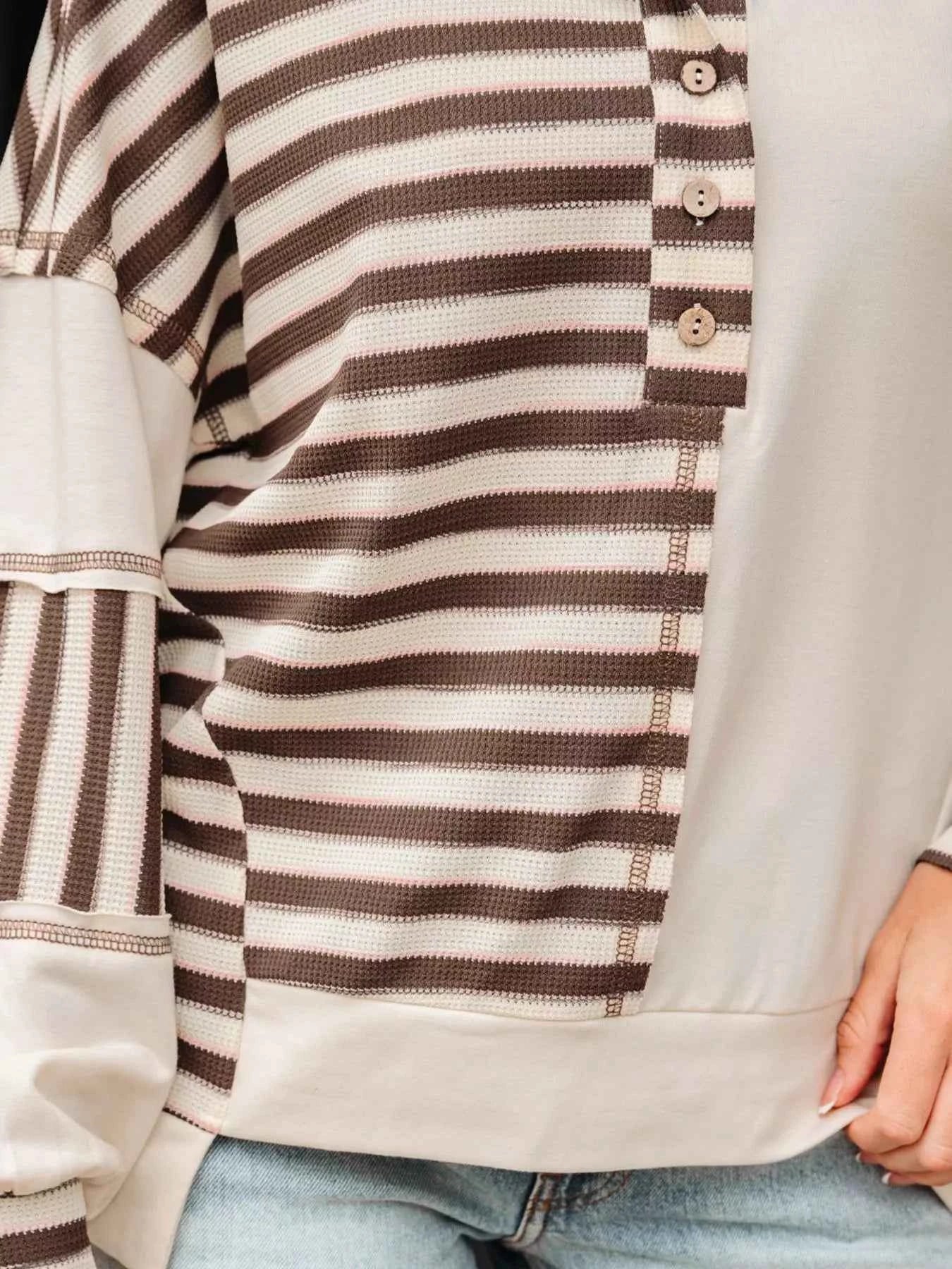 Stripe Stitched Detail Color Block Patchwork Oversized Top b46dd0be-ec95-4062-9c1c-078f4667b603-Max-Origin