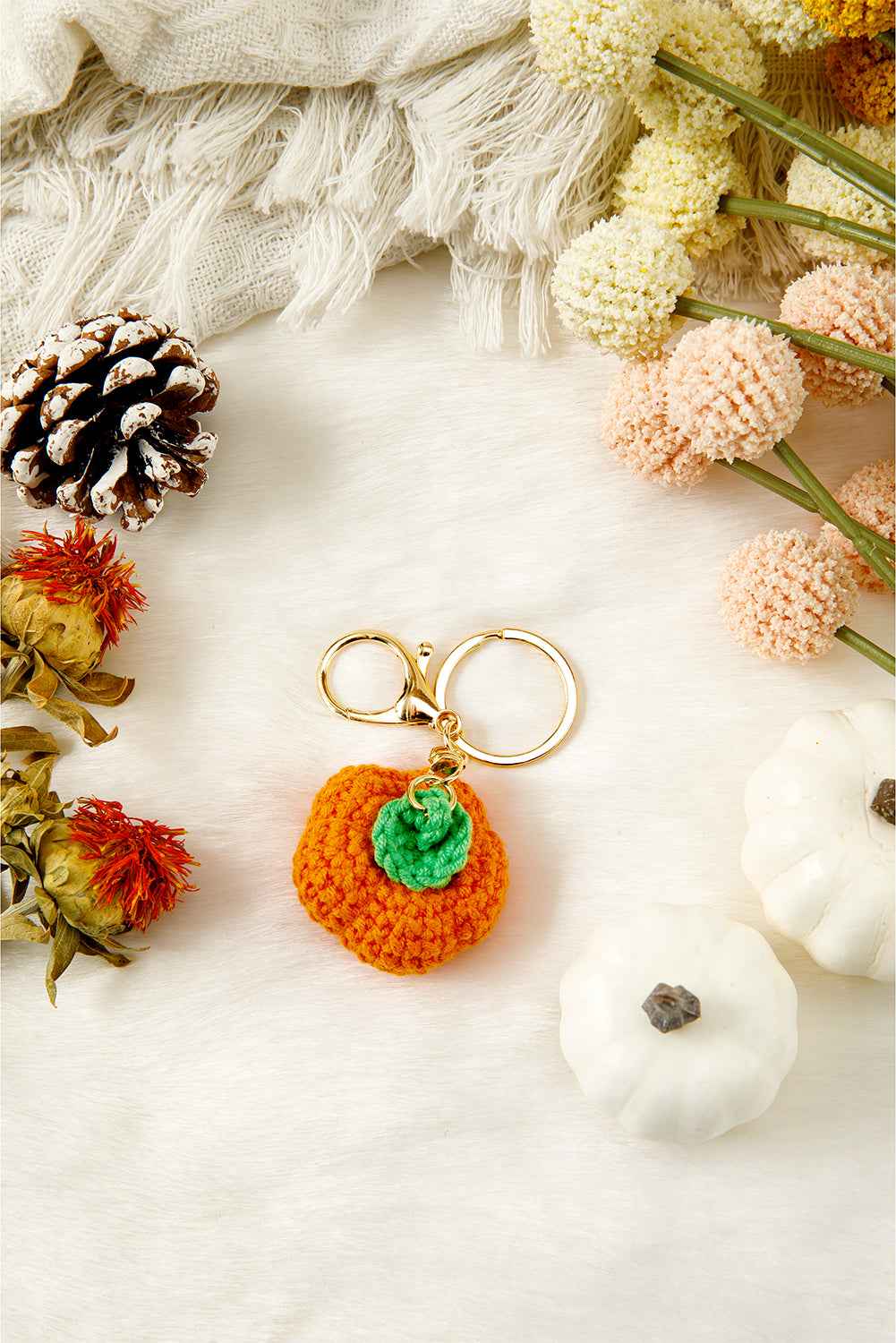 Orange Cute Crochet Fortune Persimmon Pendant Keychain Orange ONE SIZE woolen yarn b46f4113b5d5e78e