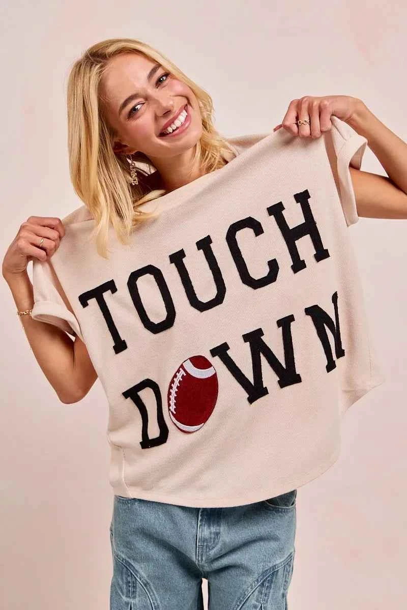 BiBi Game Day Touchdown Letter Patches Waffle Short Top b4704c1d61784d81be6b2ea87830d81a-Max-Origin