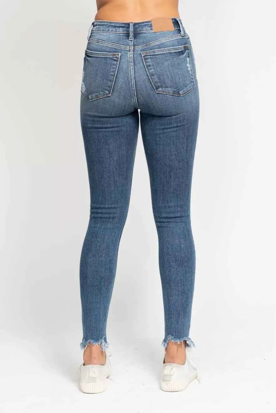 Judy Blue High Waist Skinny Jeans with Destroy & Shark Bit Hem b47184d99a004434b50ef89ead9e38b4-Max-Origin