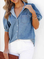 Puff Sleeve Button-Down Denim Top b47968ed-70dd-43fb-9952-1cbfee719140-Max-Origin
