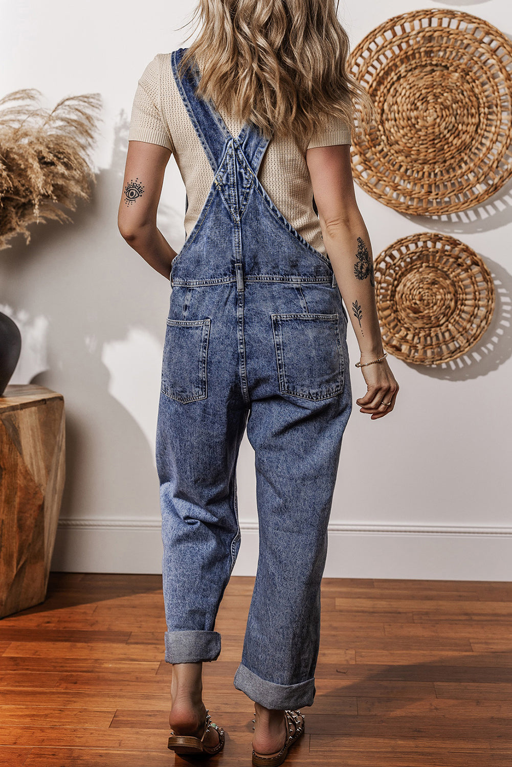 Sail Blue Straight Leg Pockets Denim Bib Overall b4940804e4ea7163