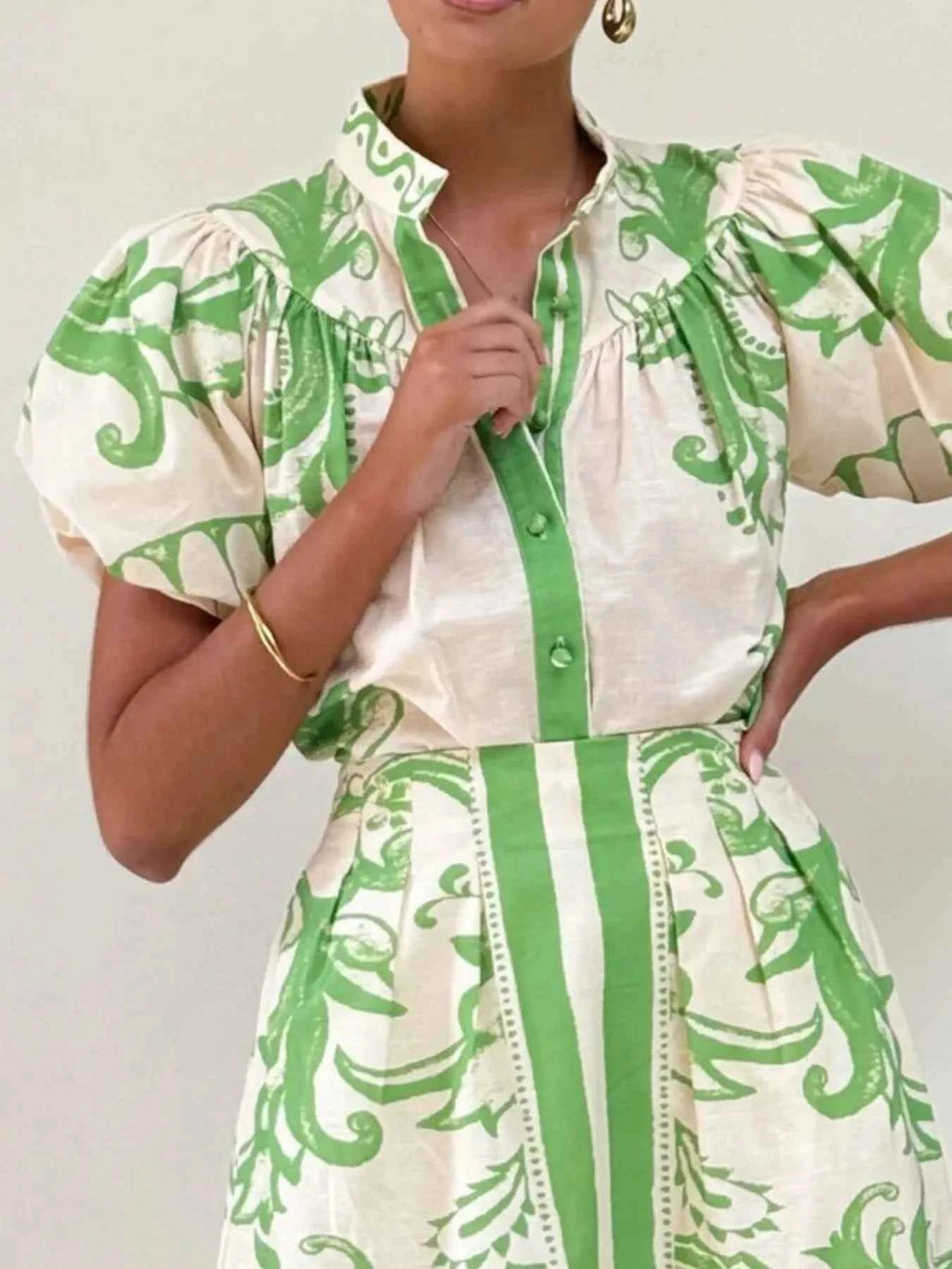 Printed Puff Sleeve Top and Skirt Set b4c403d1-4da2-46bc-a962-991d110de1b6-Max-Origin