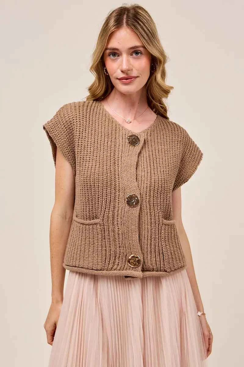 SO ME Big Metal Button Front Sweater Vest b4cc06cf9d234705a967eeb04edb46b3-Max-Origin