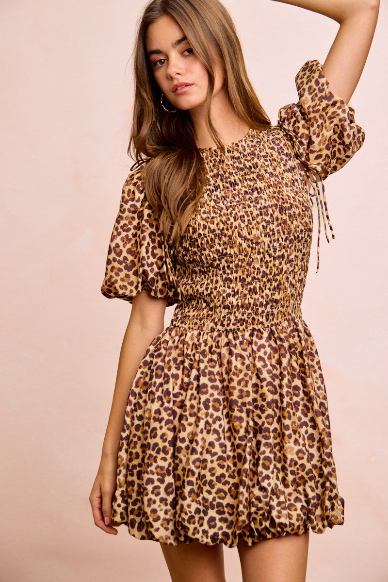 BiBi Leopard Bow Tie Attachable Puff Sleeves Dress b4ce954cd7b0494a972d9dfc5bf4dad4-Max