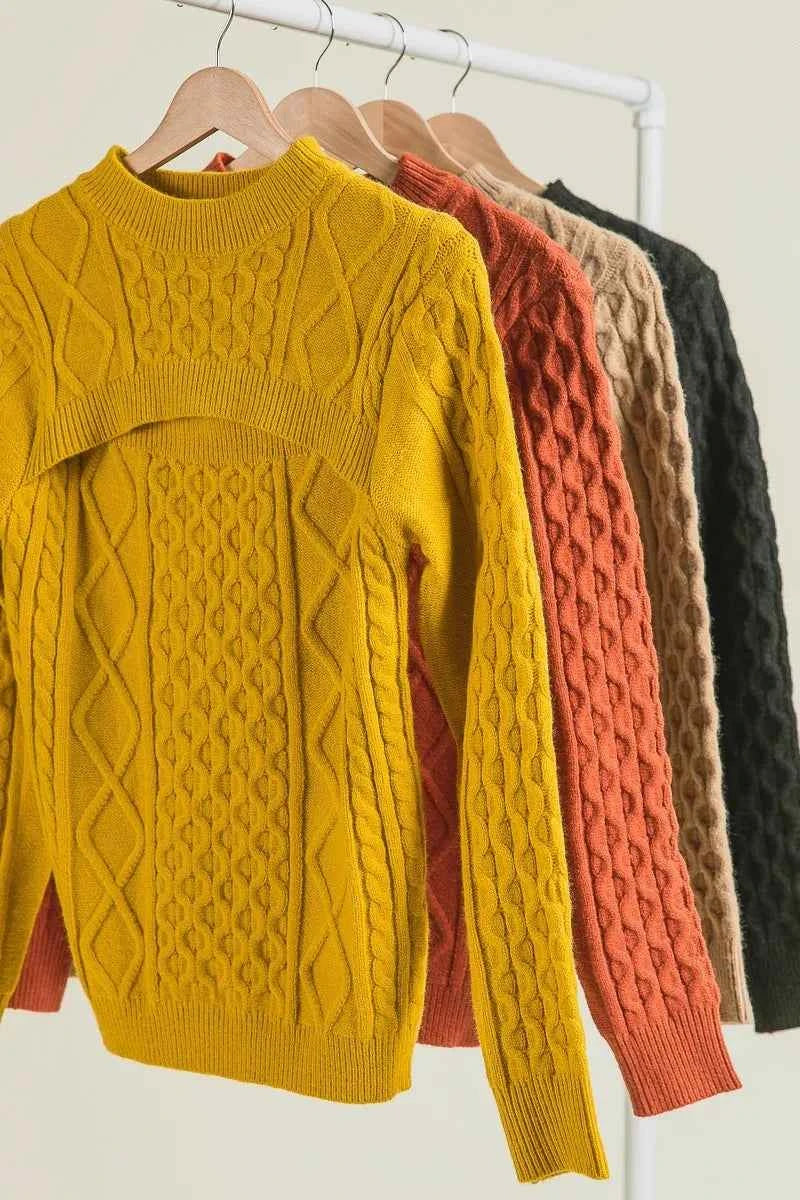 BiBi Cable-Knit Sweater with Cut Out Chest Detail b4cfa32f51f84cc3a441163333f0da49-Max-Origin