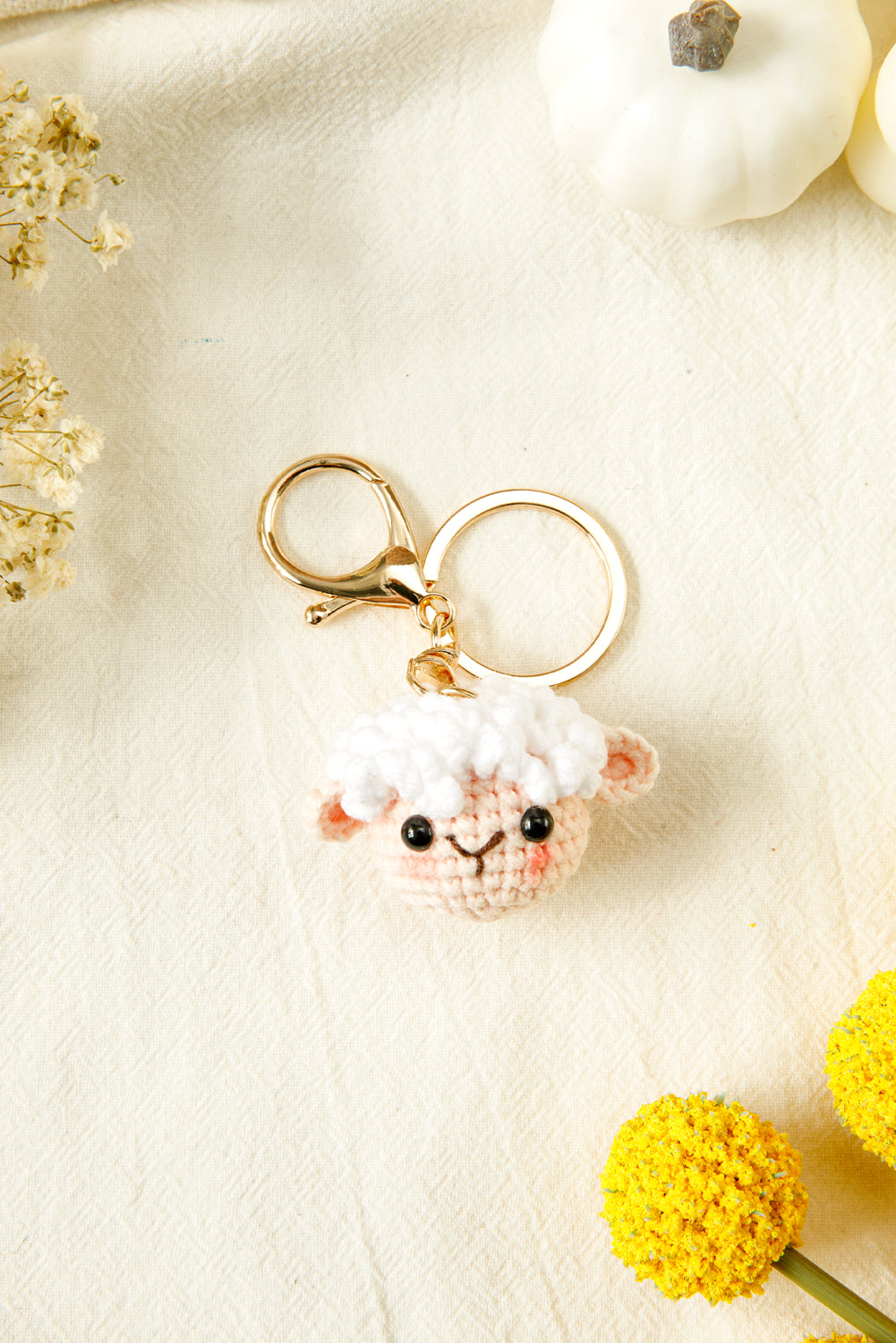 White Crochet Sheep Cute Keychain b4d6079f043719f7