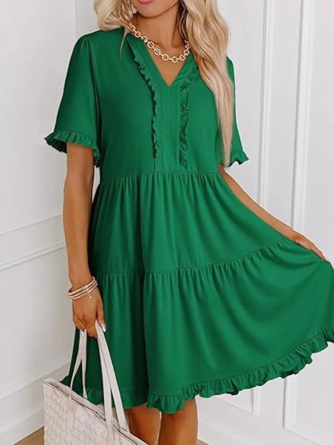 Tiered Notched Short Sleeve Mini Dress b4daf9d5-847d-424e-84f6-ddacdaf1a25b-Max-Origin