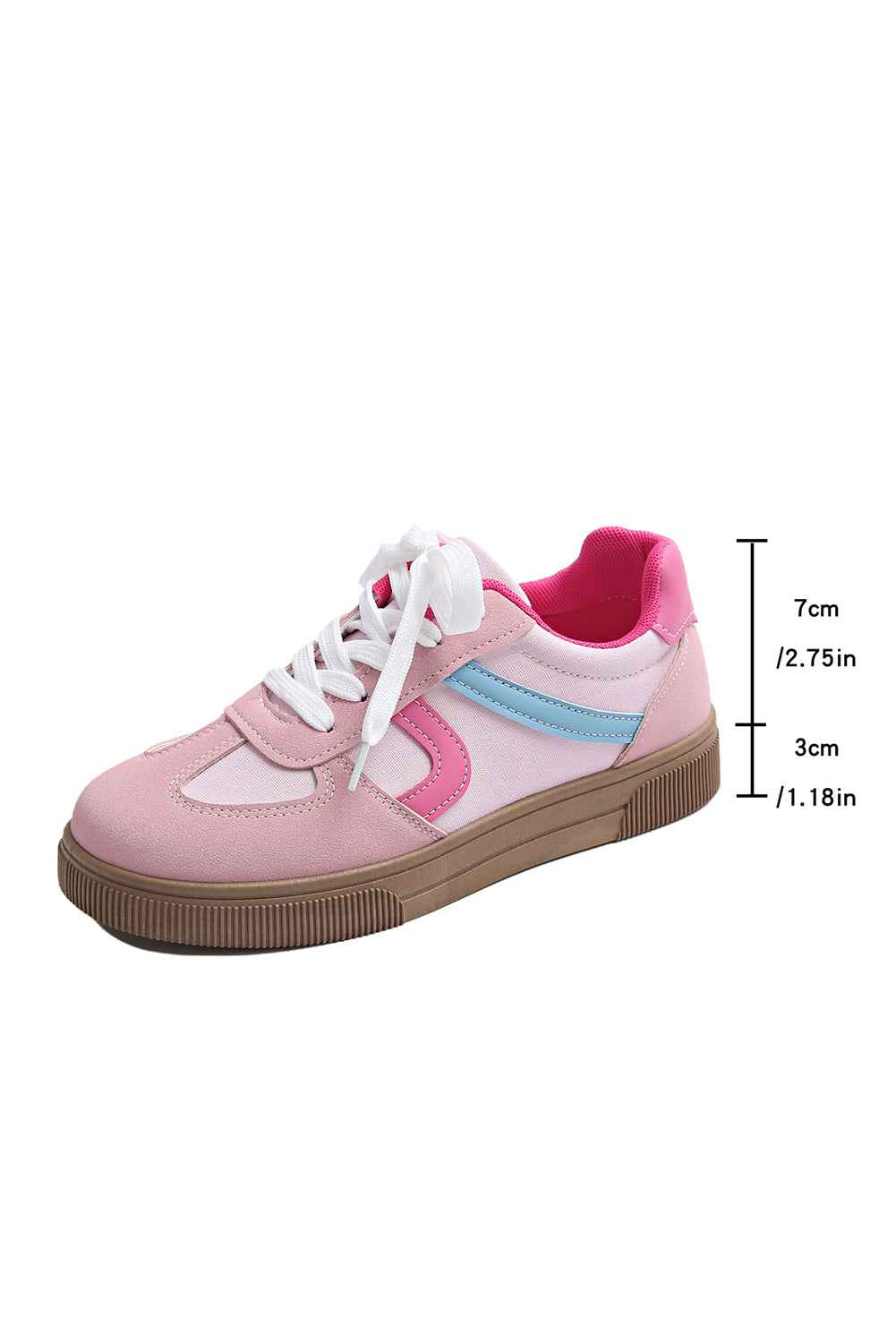 Rose Red Color Block Lace Up Sneakers b4f2f120be9c05a5