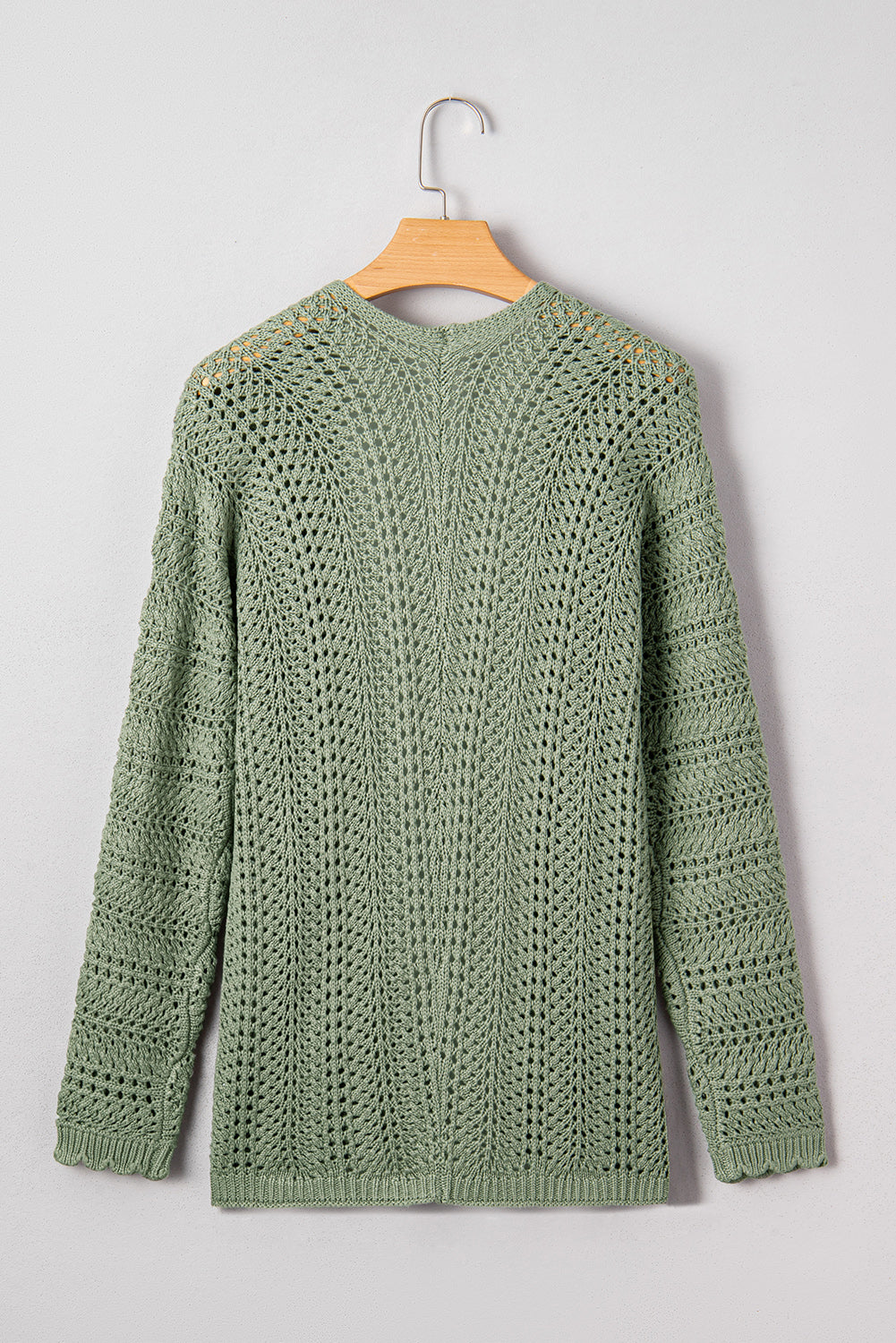Green Bay Scalloped Edge Eyelet Knit Batwing Sleeve Cardigan b4faf56a857083c4