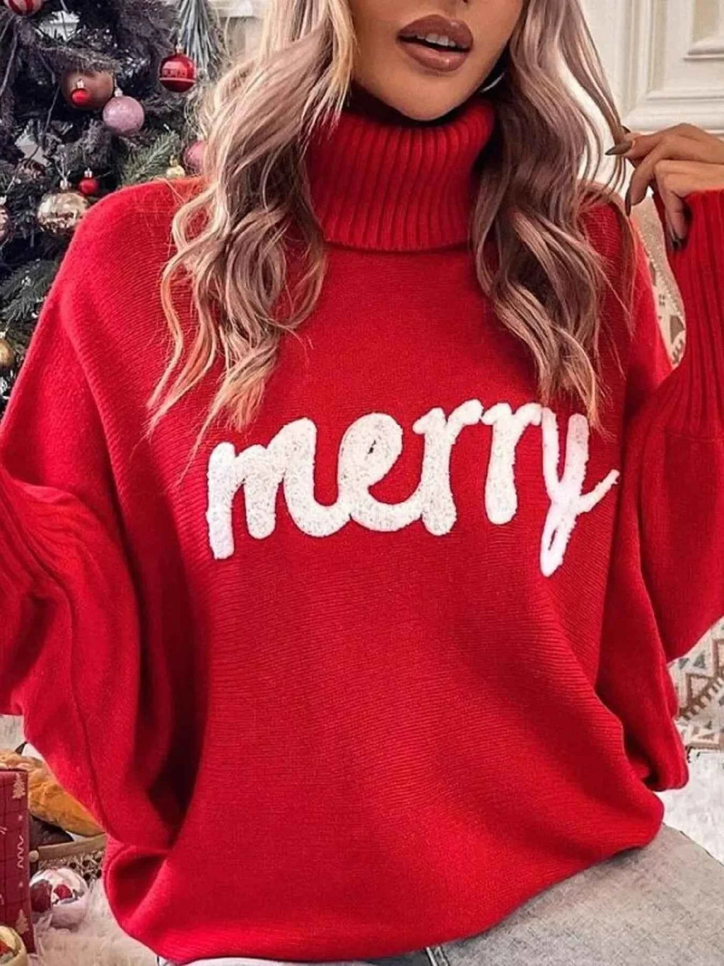Merry Turtleneck Long Sleeve Christmas Sweater b50414b6898d420296c4f8a524146c30-Max-Origin
