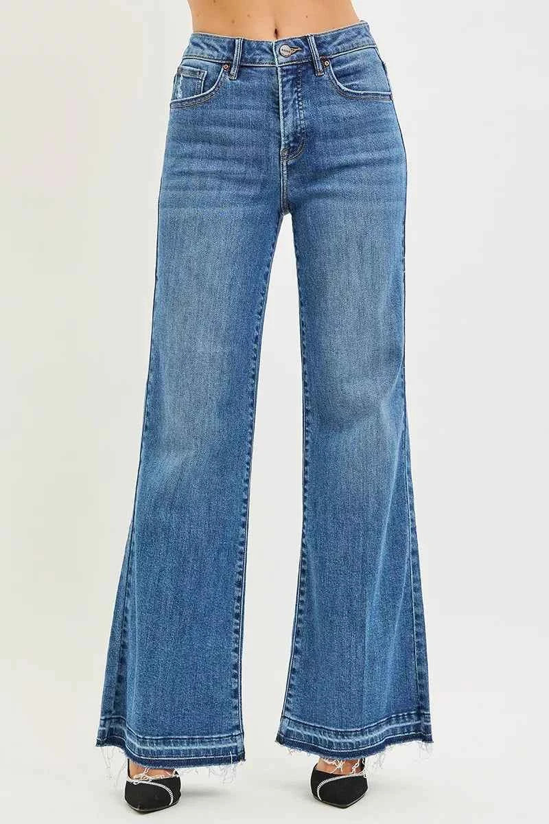 RISEN High Rise Wide Leg Jeans With Released Hem b509779bc8634b18834b6e46b3352724-Max-Origin