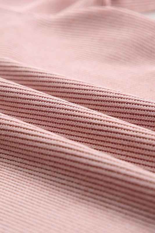 Solid Ribbed Knit Round Neck Pullover Sweatshirt b50a6992-328b-4141-865b-73e46d9f157a