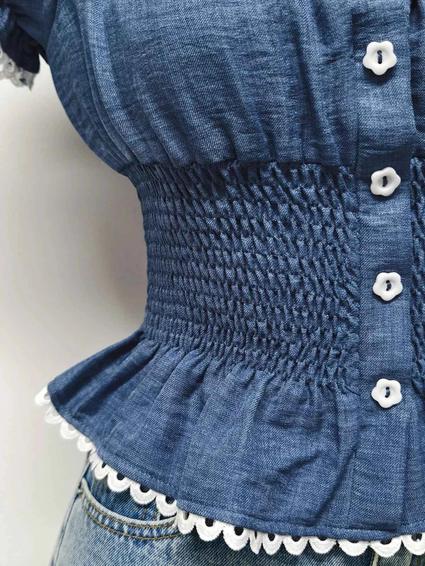 Smocked Short Sleeve Blouse b511442123dd4dd8a0d2c93aa35be7a4-Max-Origin