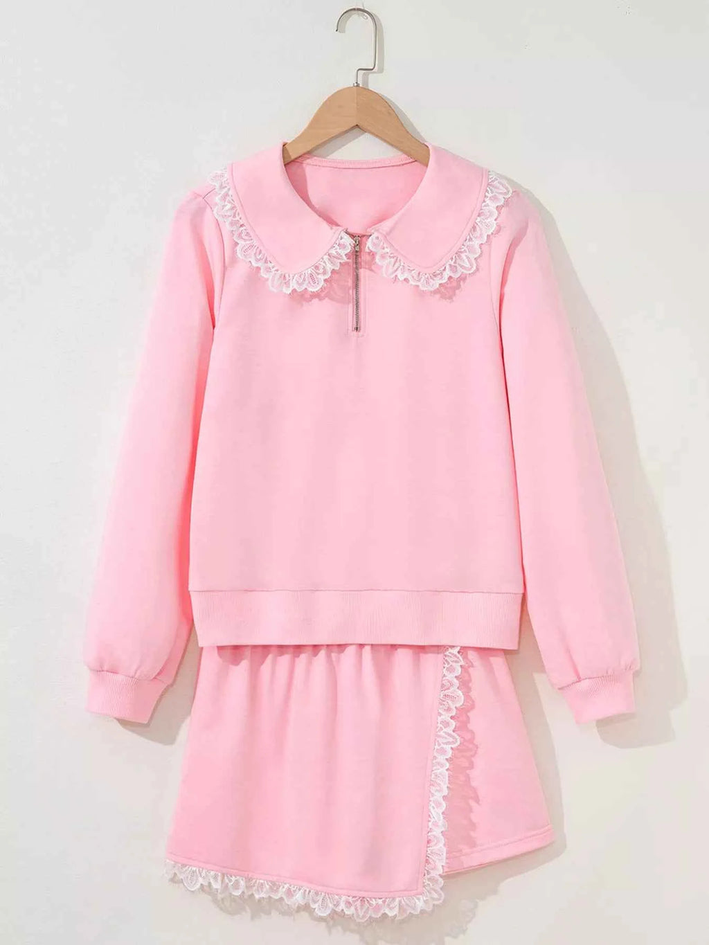 Peter Pan Lace Embellished Neck Sweatshirt and Skirt Two Piece Set b51378c7c2044e7cae2019fa37e2a8bc-Max-Origin
