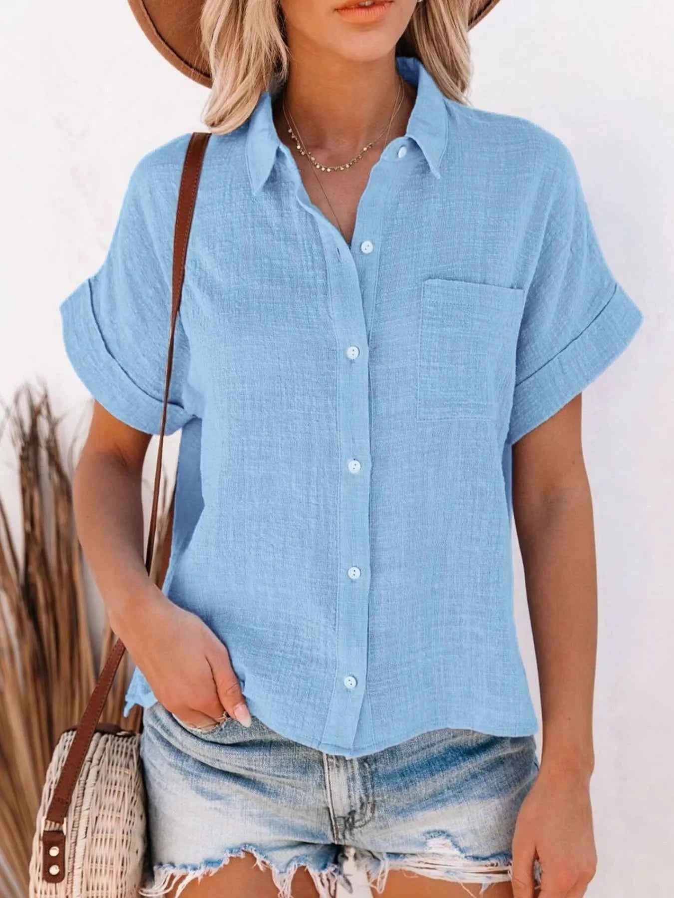 Full Size Button Up Short Sleeve Shirt Plus Size b51777d9-ccda-46cc-a87d-7f13a31e1018-Max-Origin