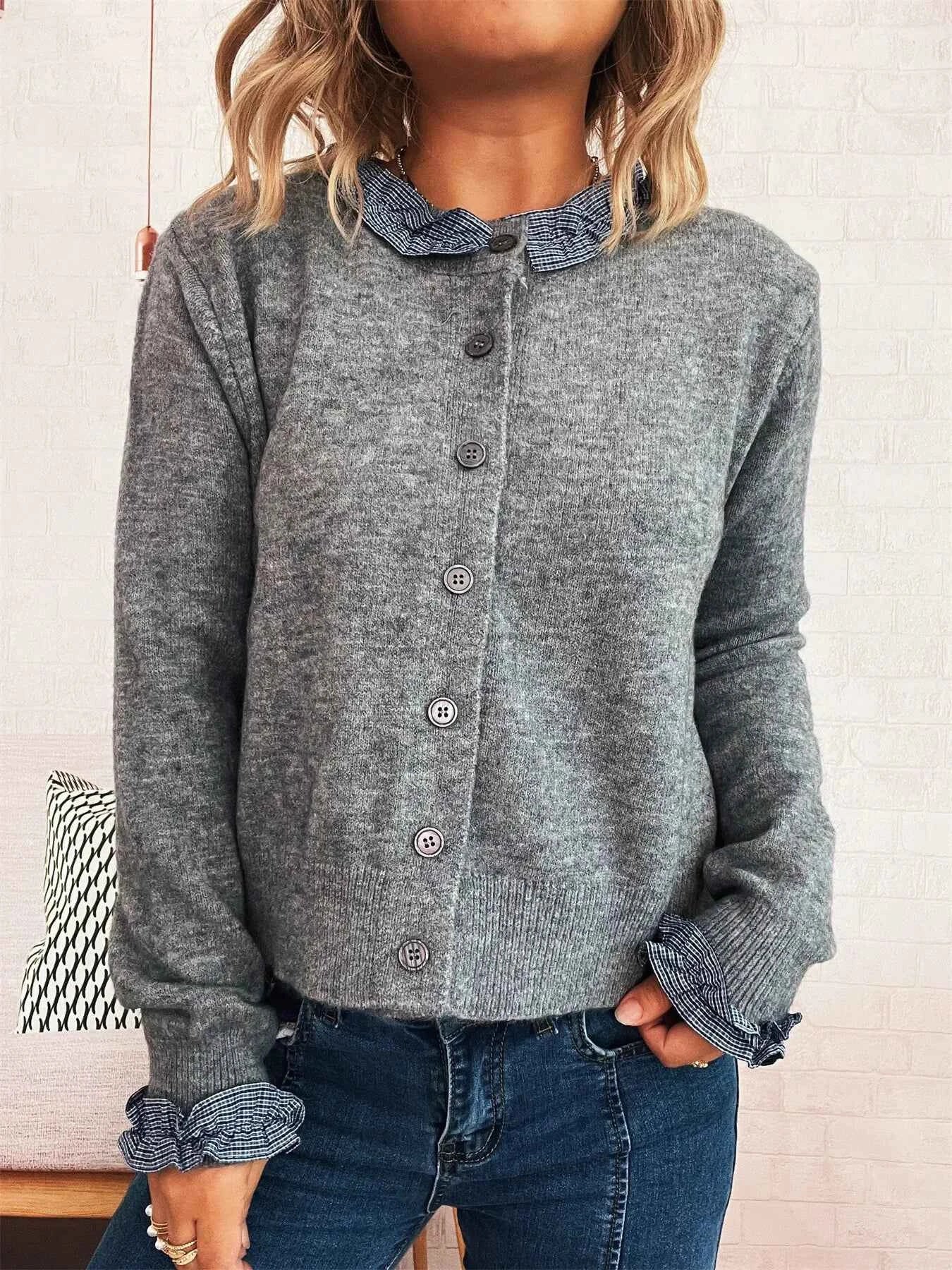 Button Up Long Sleeve Cardigan Gray One Size b51a1b8600f0484c8d791929b5e9df3c-Max-Origin