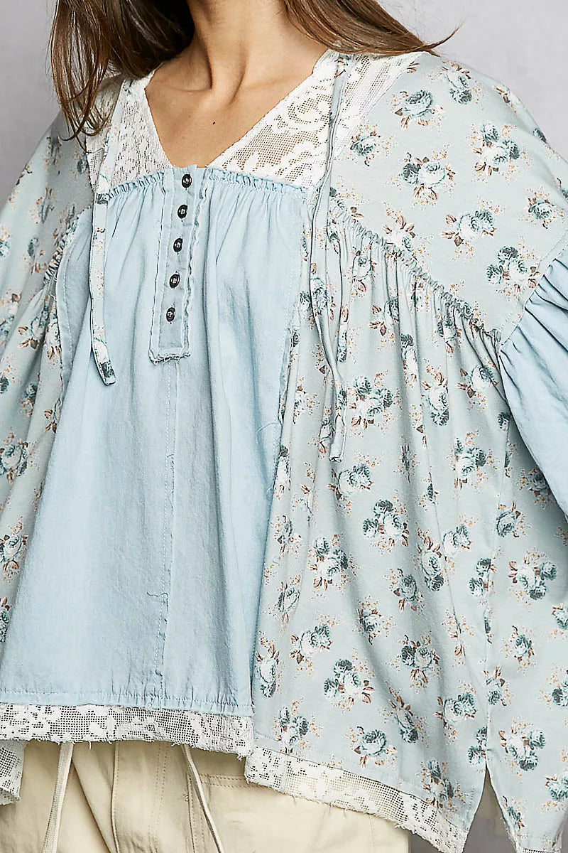 POL Double Gauze Floral Patch Blouse with Lace Detail b51c214c-7ba3-4f15-89ca-c8196fc5cf8b-Max-Origin