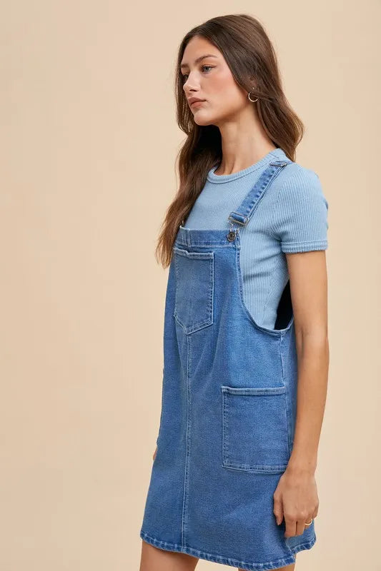 Annie Wear Wide Strap Denim Overall Dress with Pockets b51c33de-ef2d-4908-85db-96e73629a5aa-Max