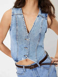 Button-Up Sleeveless Denim Vest Light Blue b51c6b1ccc2a4af4a5c37470255ad7ff-Max-Origin
