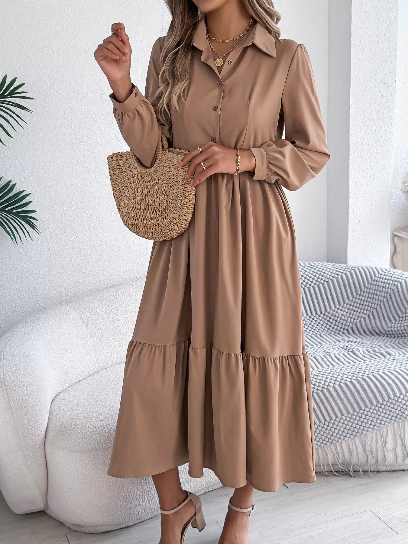 Long Sleeve Tiered Button Front Midi Dress b5227130fc214a848ae6ab02f44cbcc8-Max-Origin