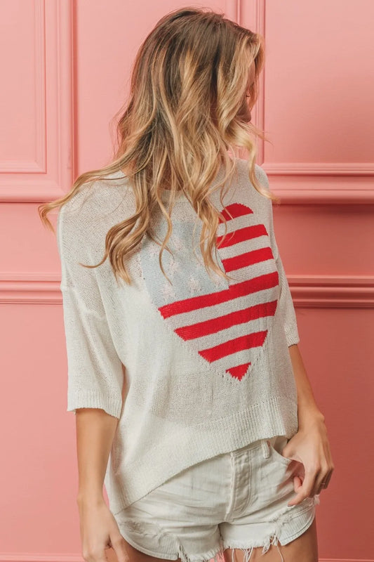 Striped Heart Contrast Knit Top b53146bc-5cb3-4ba3-8fd2-d51c7362def0-Max