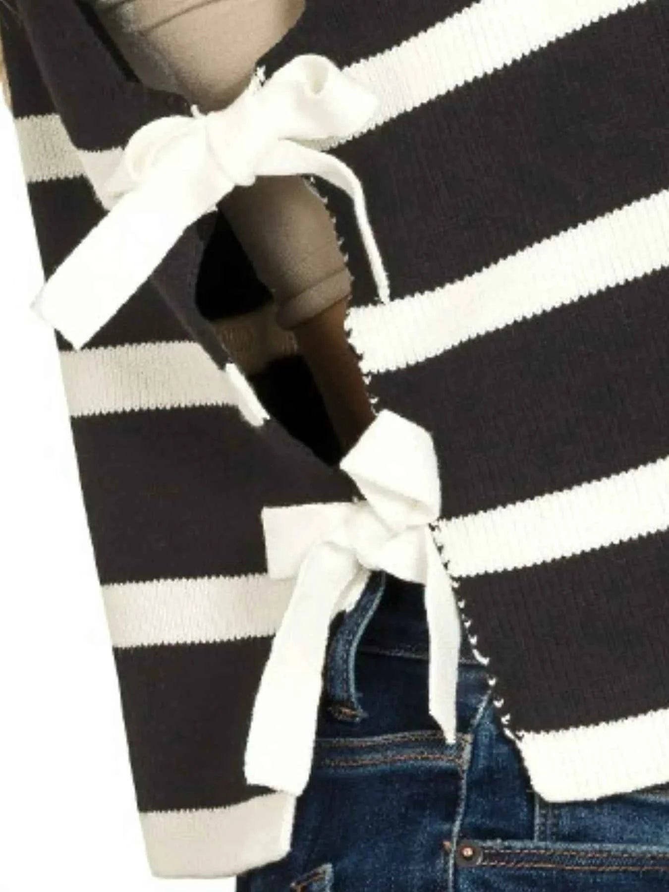 Zenana Side Tie Stripe Sweater Vest b537e90b-ee7f-4b26-be99-5363a6d15159-Max-Origin