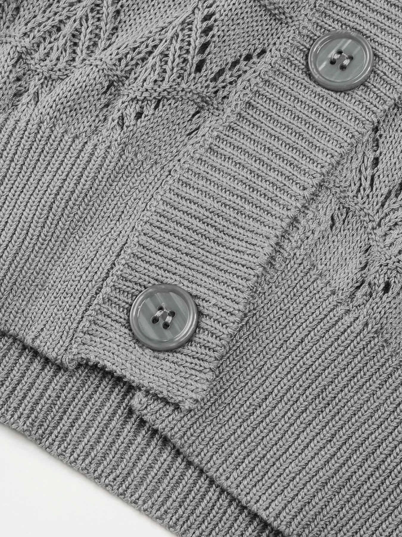 Buttoned Front Openwork Cardigan b53e3f637b414407805c018710c14a33-Max-Origin