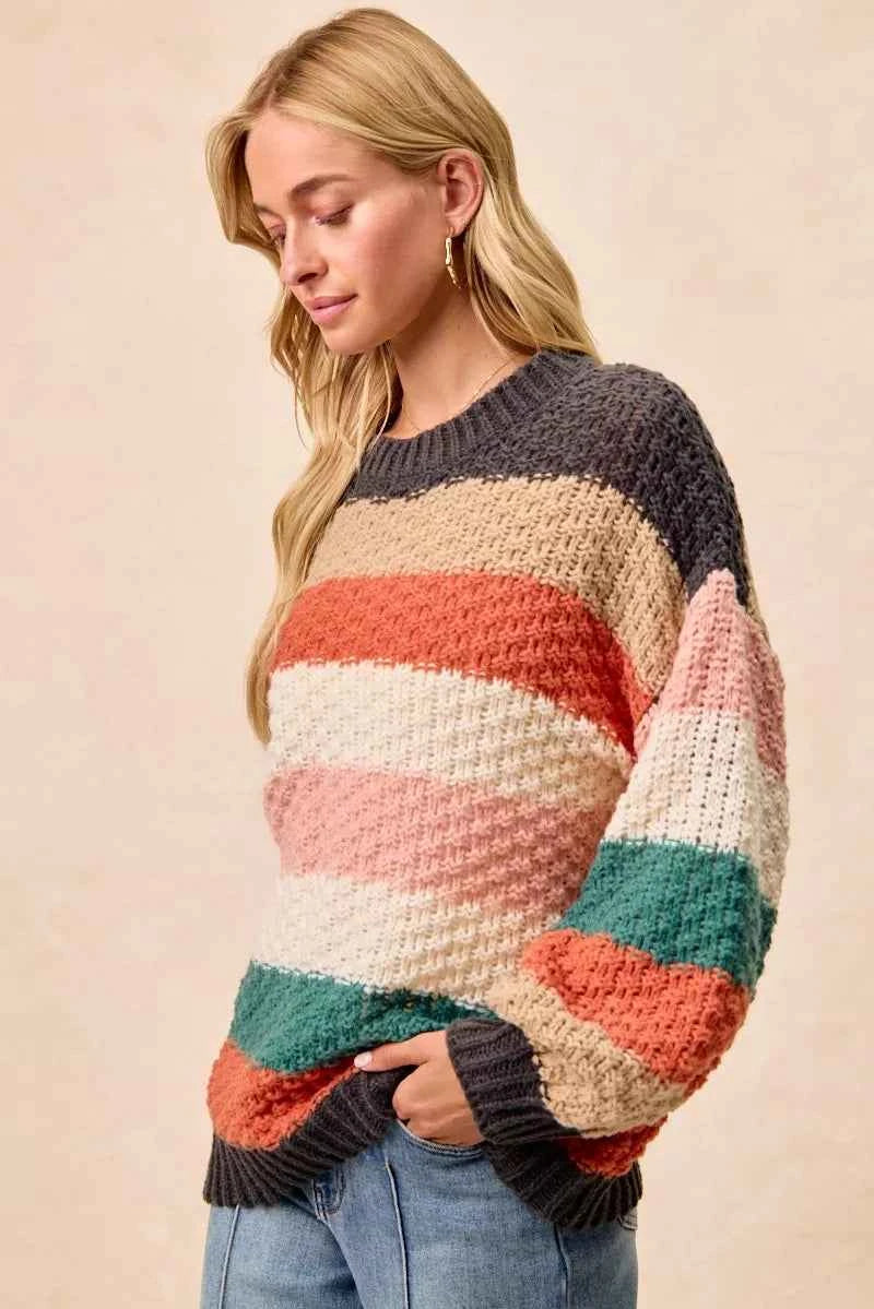 BiBi Stripes Color Block Chunky Sweater b5546fe5748345ec958cac2945a17795-Max-Origin