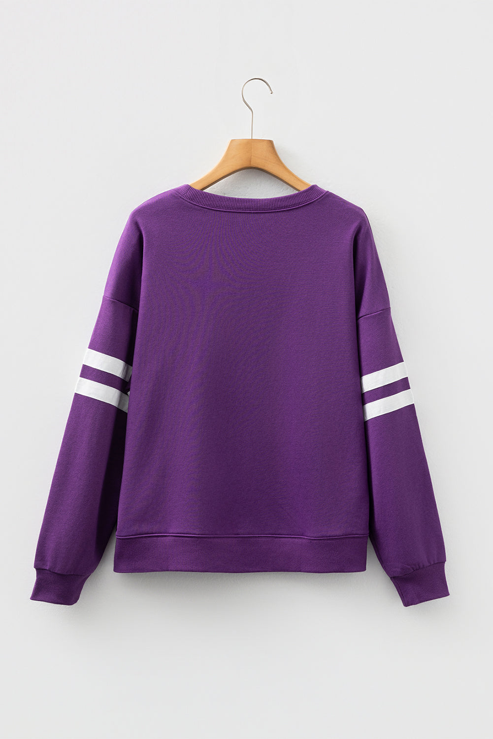 White Preppy Striped Sleeve Loose Sweatshirt b562eb2f208de634