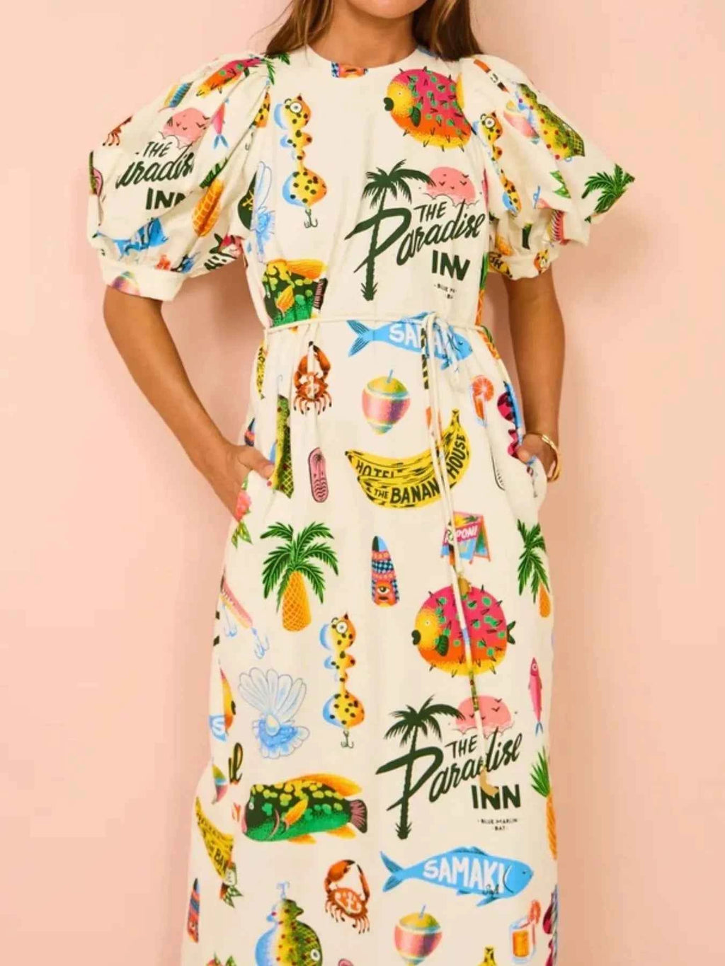 Printed Puff Sleeve Midi Dress b5726102-5c11-4e68-833c-79921f5f0e20-Max-Origin