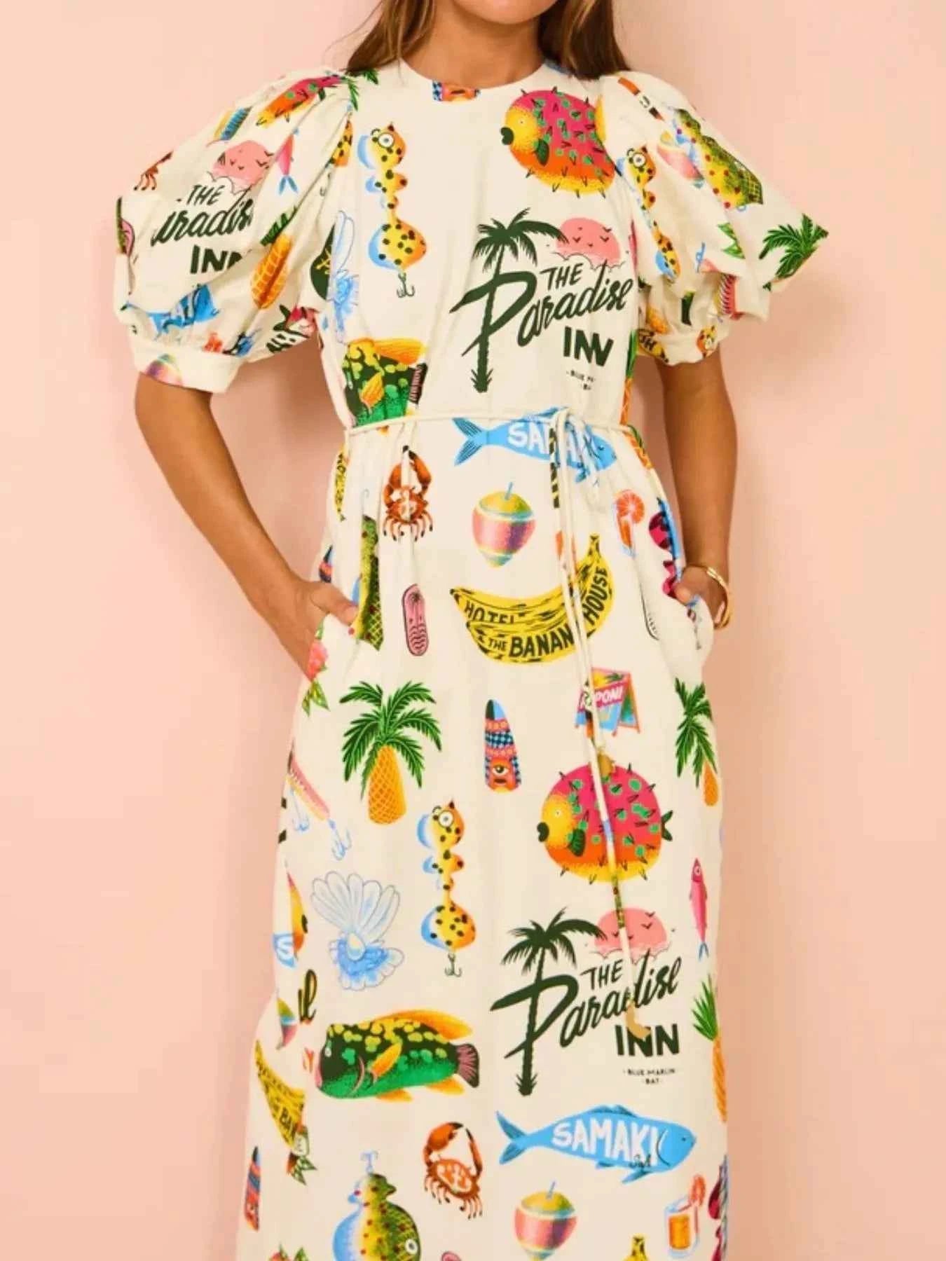 Printed Puff Sleeve Midi Dress b5726102-5c11-4e68-833c-79921f5f0e20-Max-Origin
