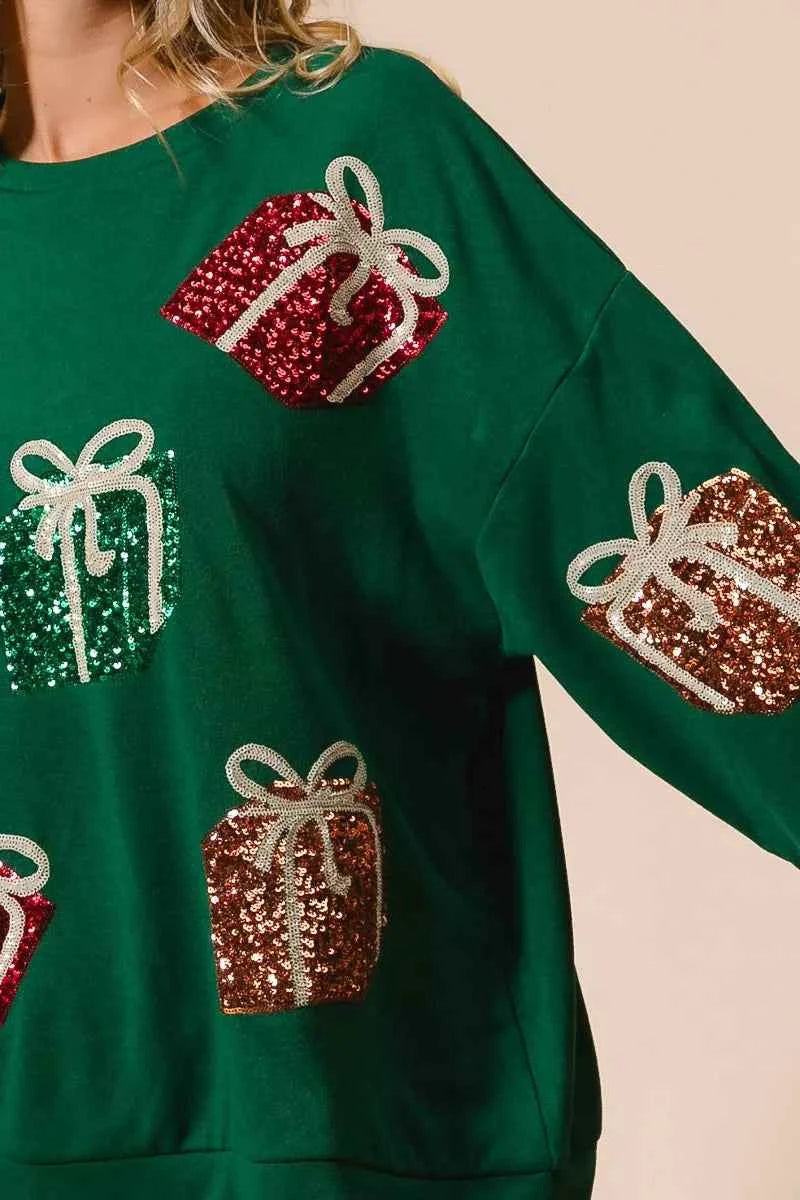 BiBi Sequin Christmas Gift Box Embroideries Pullover b593d4ee11ae44bf8223a92762291379-Max-Origin