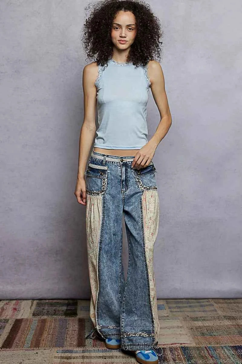 POL Round Neck Cropped Tank with Lace Trim b595b6ec-9b48-43ad-978a-db8808ec94b7-Max-Origin