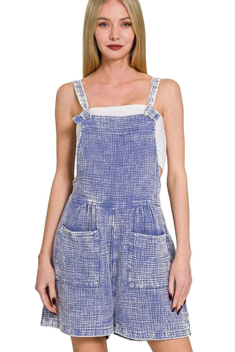 Zenana Woven Double Gauze Acid Washed Romper MARLIN b59e7f7c-d27d-4a43-9bb2-7578a31ebf0d-Max-Origin
