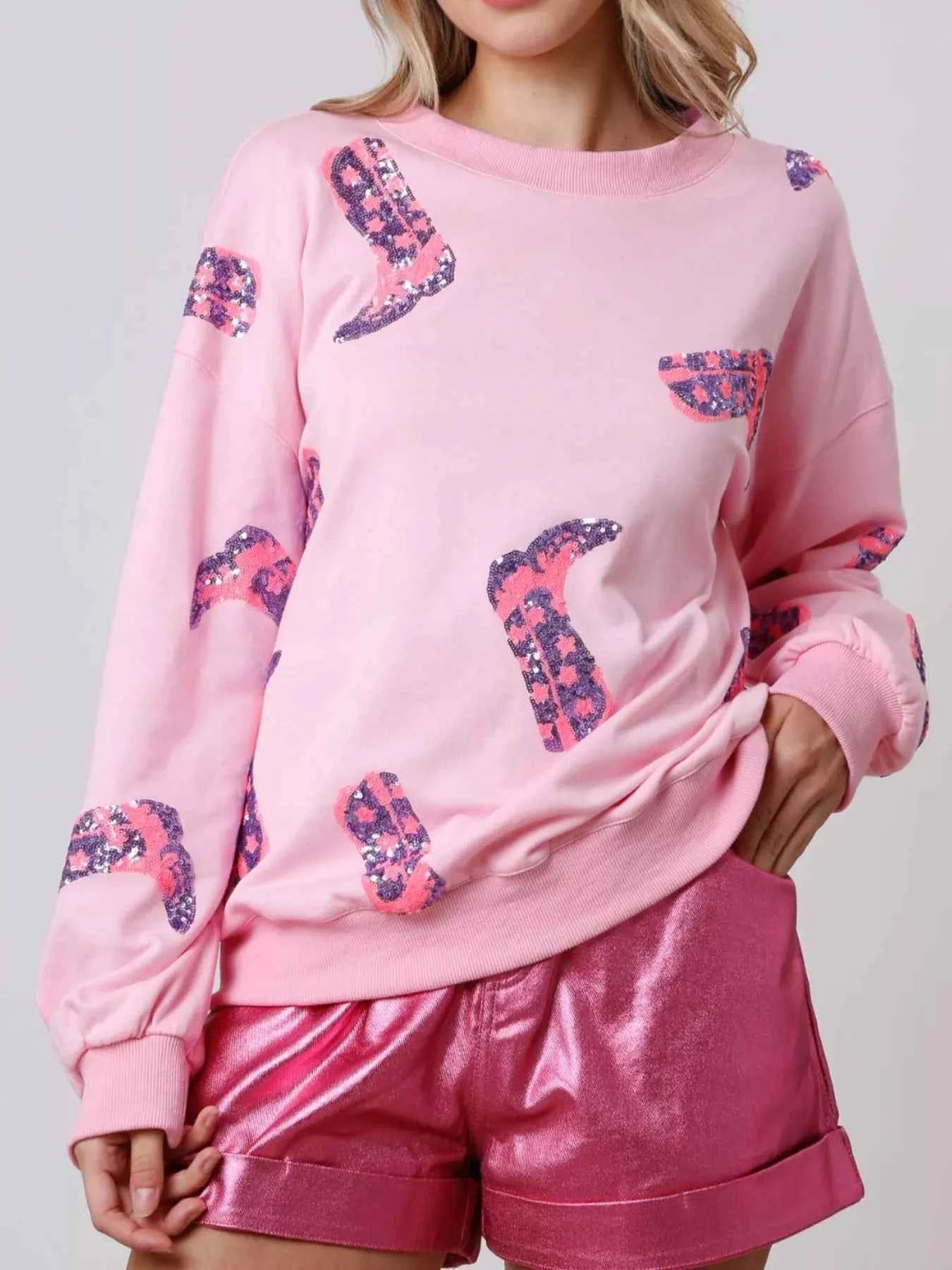 Sequin Boot Crewneck Sweatshirt b5bd4abb-c5b9-4fbb-b3ce-01c235d6c1d3-Max-Origin