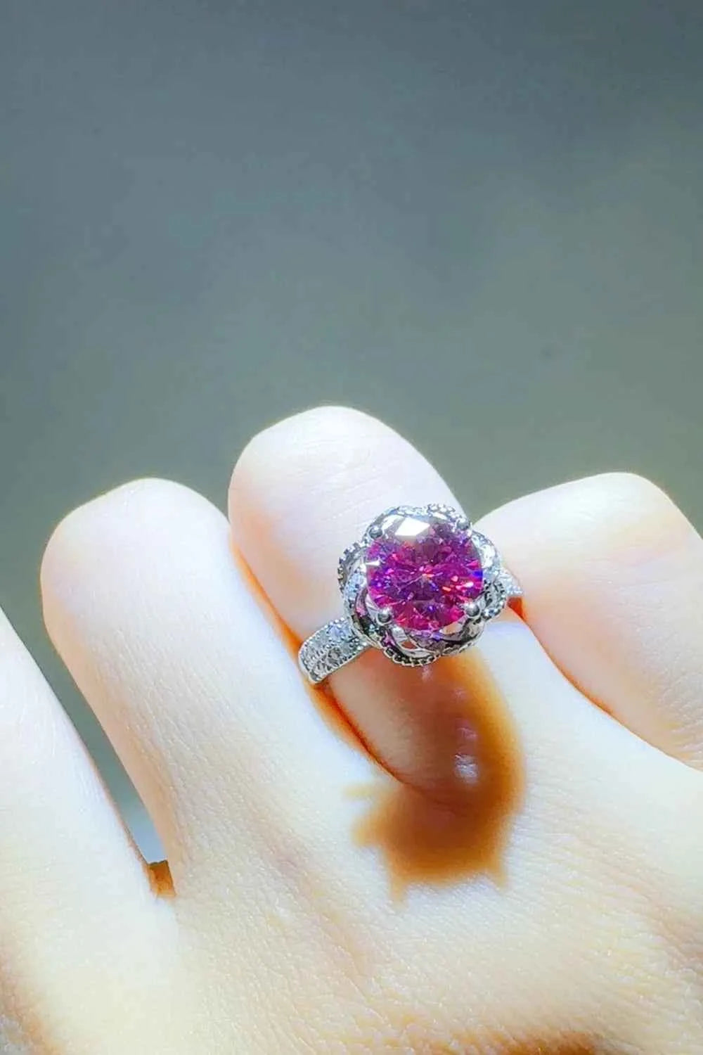 2 Carat Moissanite 925 Sterling Silver Flower Shaper Ring Cerise b5ceb8cb-0a9e-4b03-b8de-9fef5d5efcbb-Max