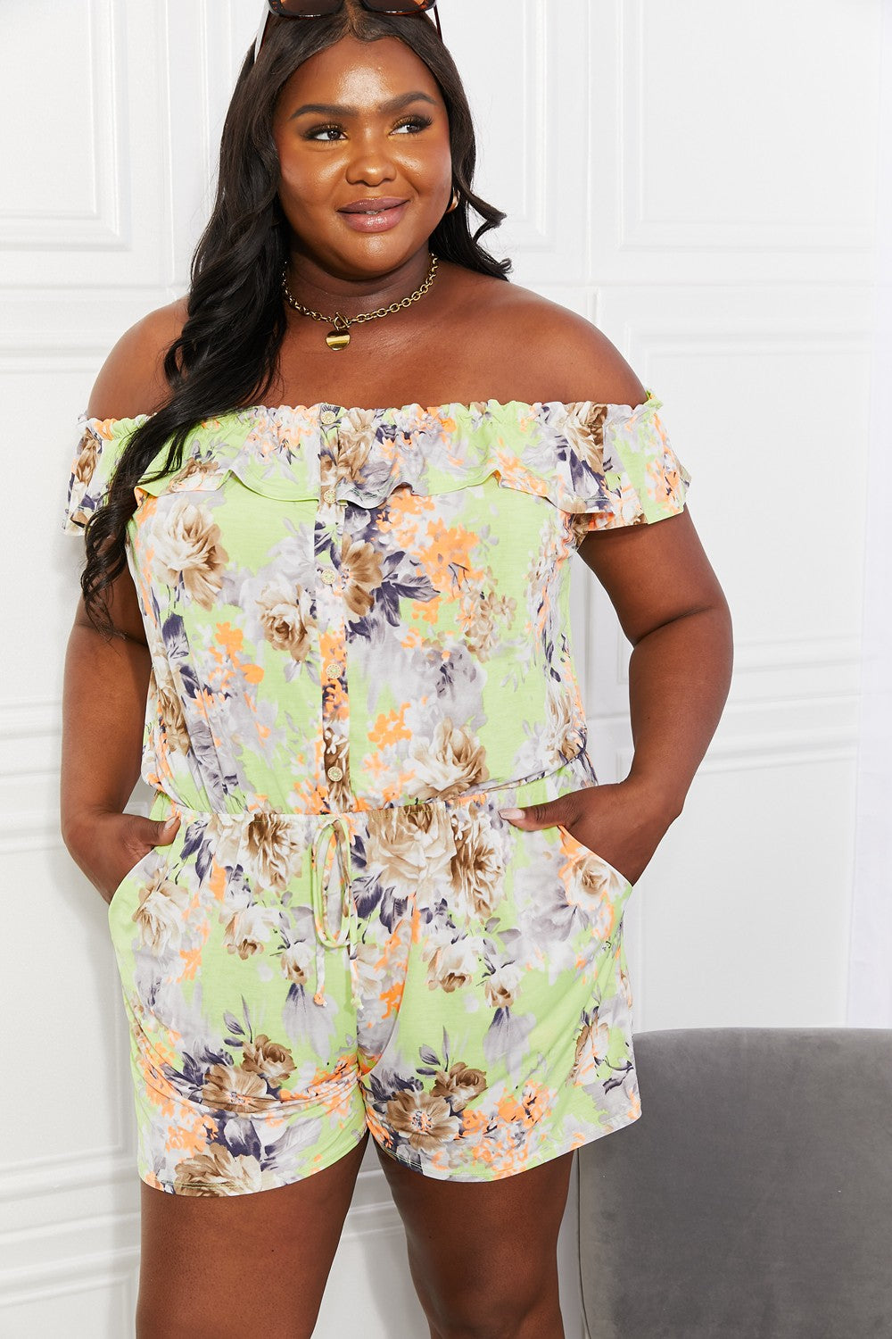 Sew In Love Full Size Pure Delight Floral Off-Shoulder Romper b5cf38e94ee34b67a04747ac3ef2dfe5-Max