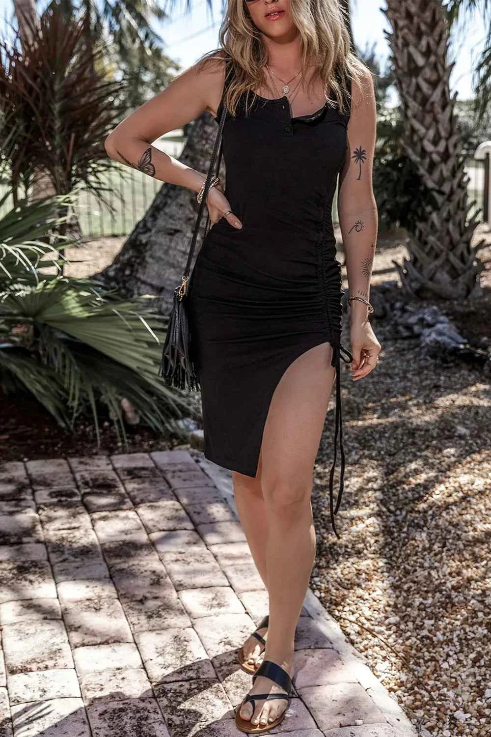 Drawstring Wide Strap Dress b5d2c2ae-e4e9-4bc9-8ac8-b28aecb136a0-Max