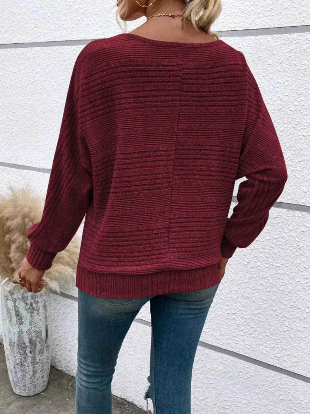 Ribbed Round Neck Long Sleeve Top b5ee04cd68b94eb7a59fa92908d556b9-Max-Origin