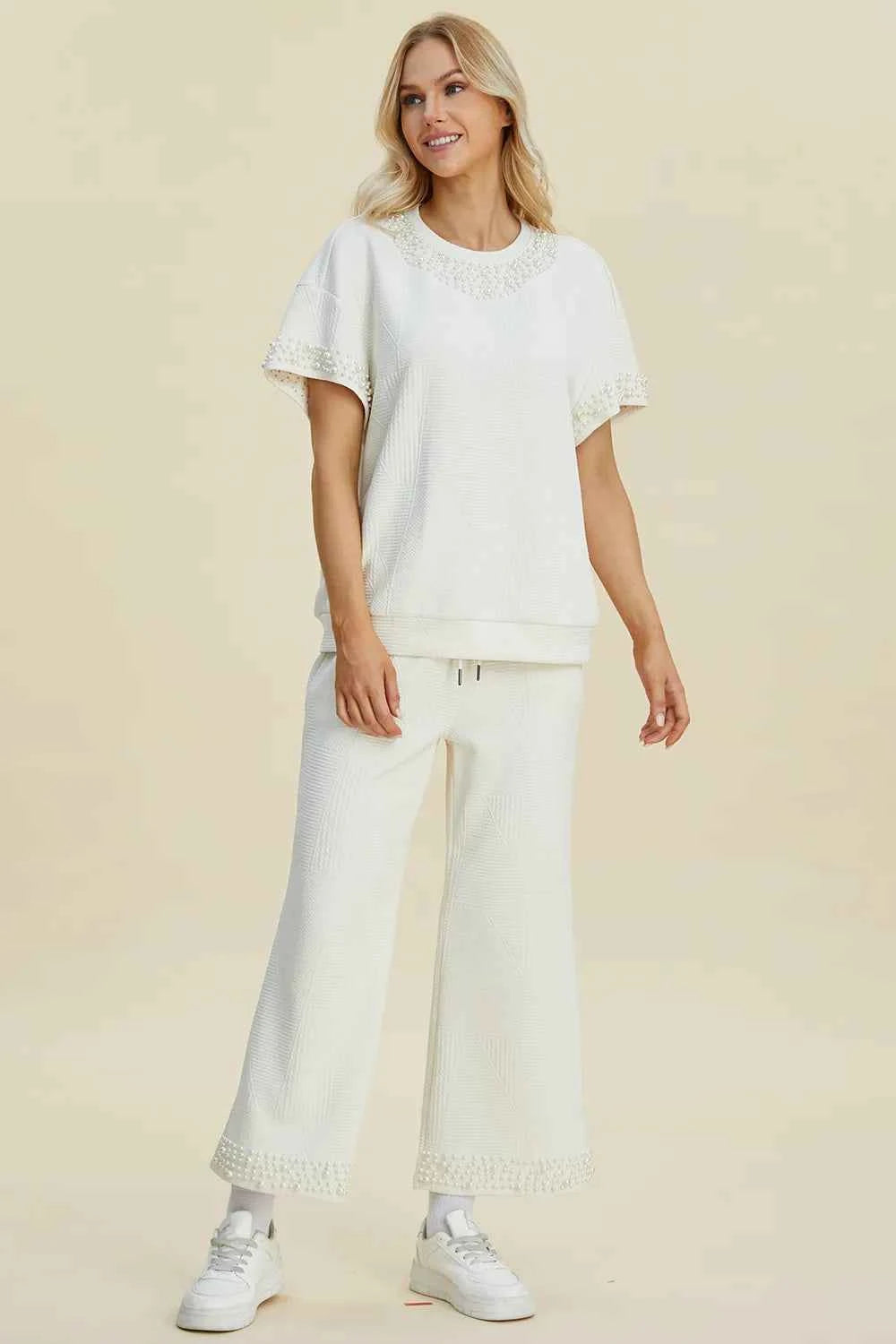 Double Take Full Size Pearl Detail Round Neck Top and Pants Set b5fc12f4-ca66-4c50-9eba-56c7084ed5ed-Max
