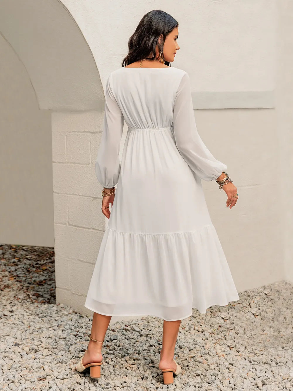 Printed Square Neck Balloon Sleeve Dress b5fd64e6-43b6-4e28-a2e3-fd579f05af34-Max
