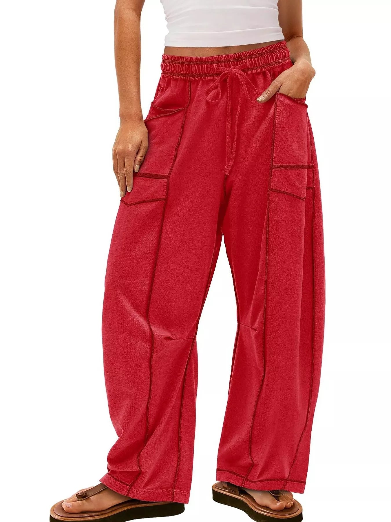 Drawstring Wide Leg Pants Deep Red b60945d2-f649-42e6-ba1f-858194aa831a-Max-Origin