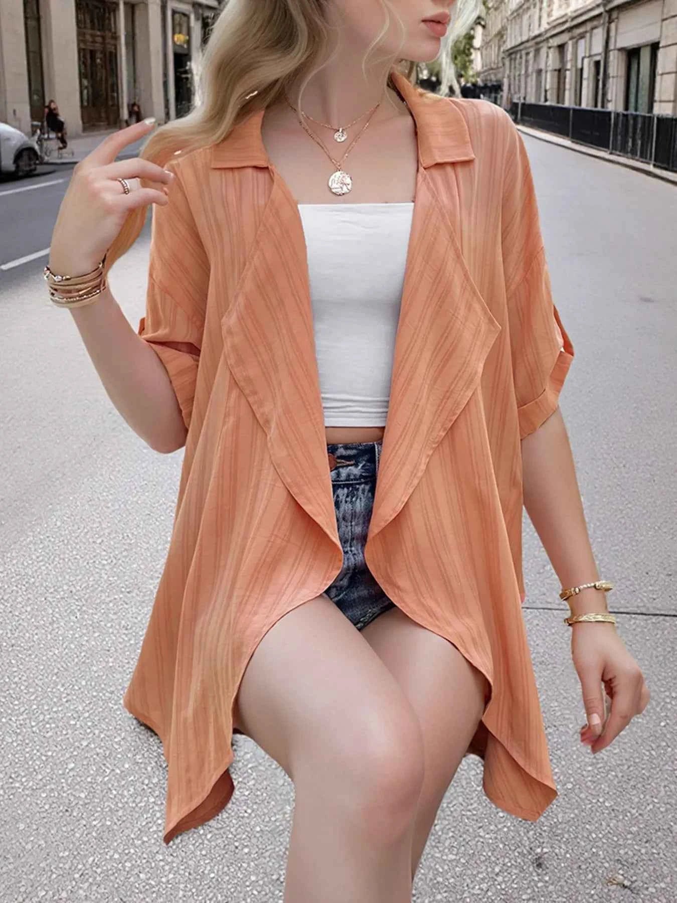 Open Front Half Sleeve Cardigan b609766d-bc10-444f-a8ca-23c842dd0554-Max-Origin