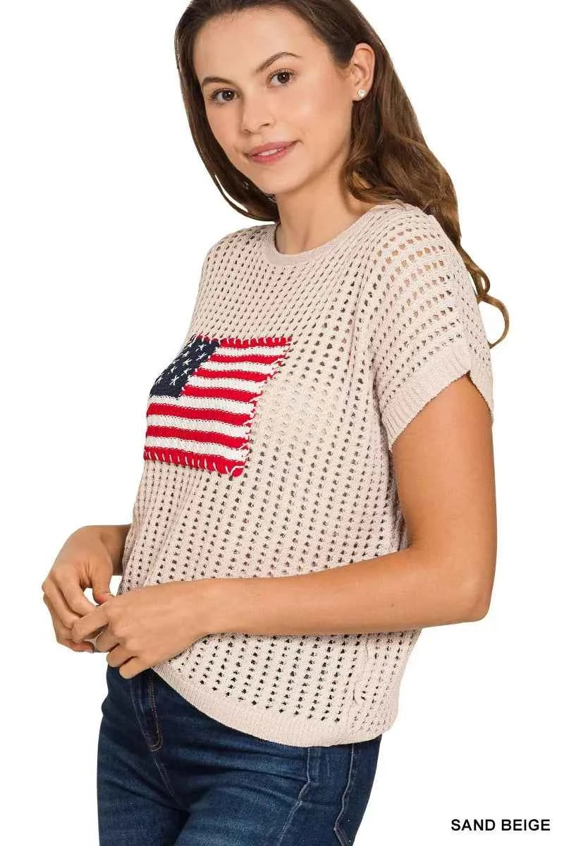 Zenana Viscose American Flag Openwork Knit Top b60e870128ba4f779793f89ccfc8ee60-Max-Origin
