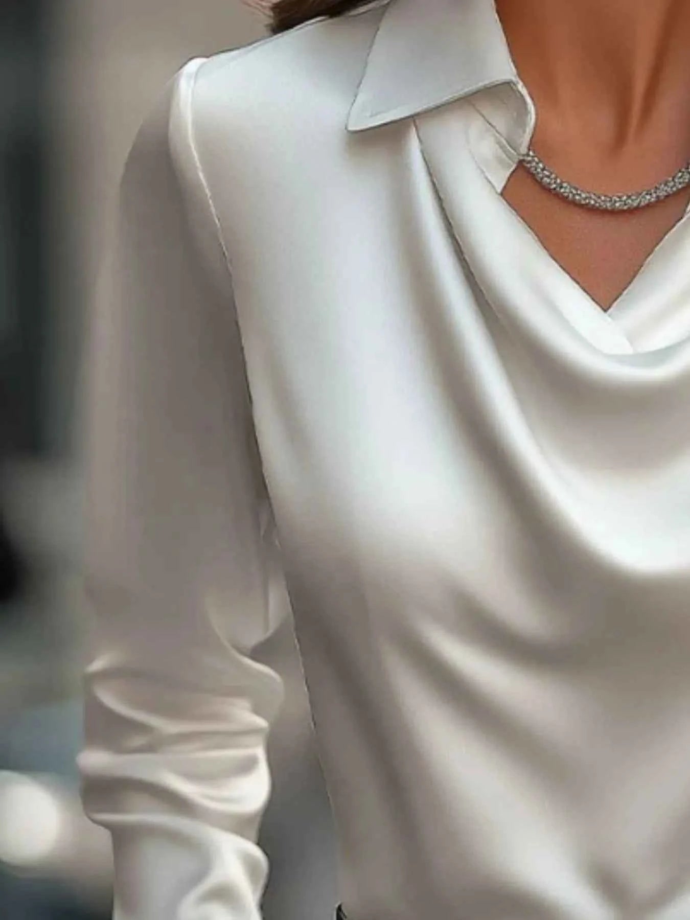 Satin Collar Long Sleeve Blouse b6226411-53ff-4c52-a0ff-3fd824062317-Max-Origin