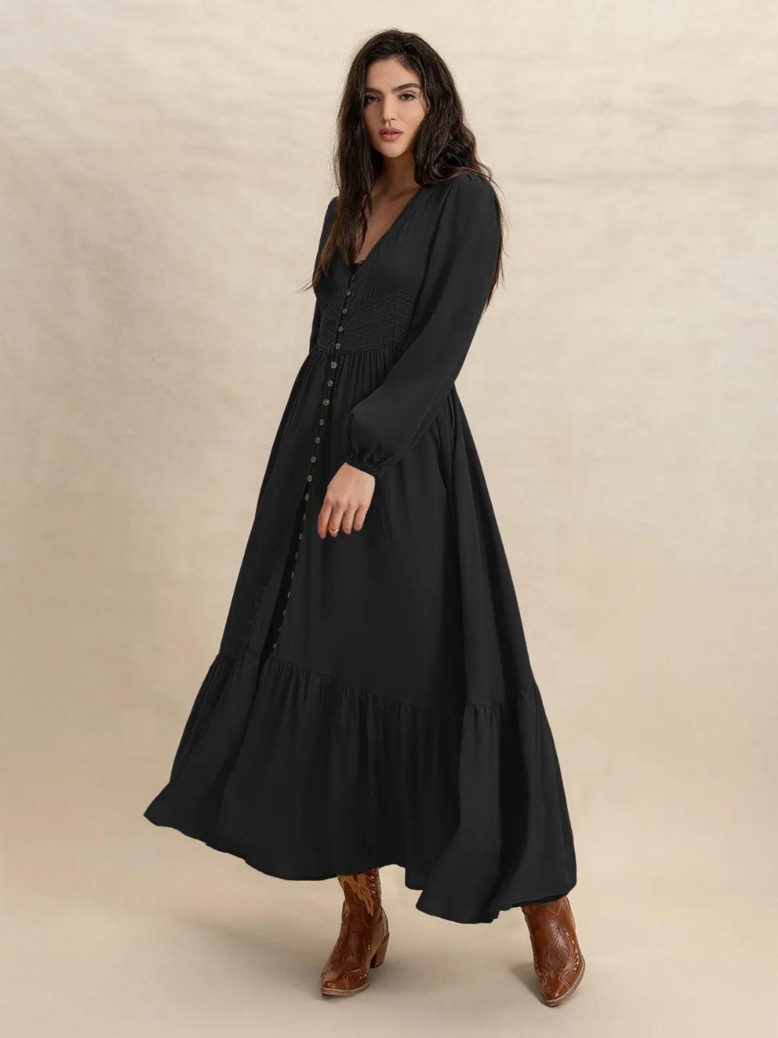 V-Neck Long Sleeve Dress b62a3ee0-53e3-4dd0-9ed8-1c3616a8840c-Max-Origin