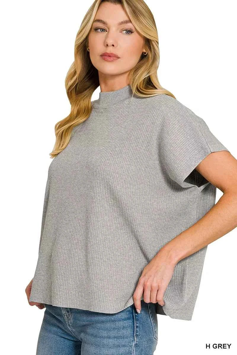 Zenana Viscose Mock Neck Short Sleeve Boxy Sweater b63ad928130a4255a9f428064206eb40-Max-Origin