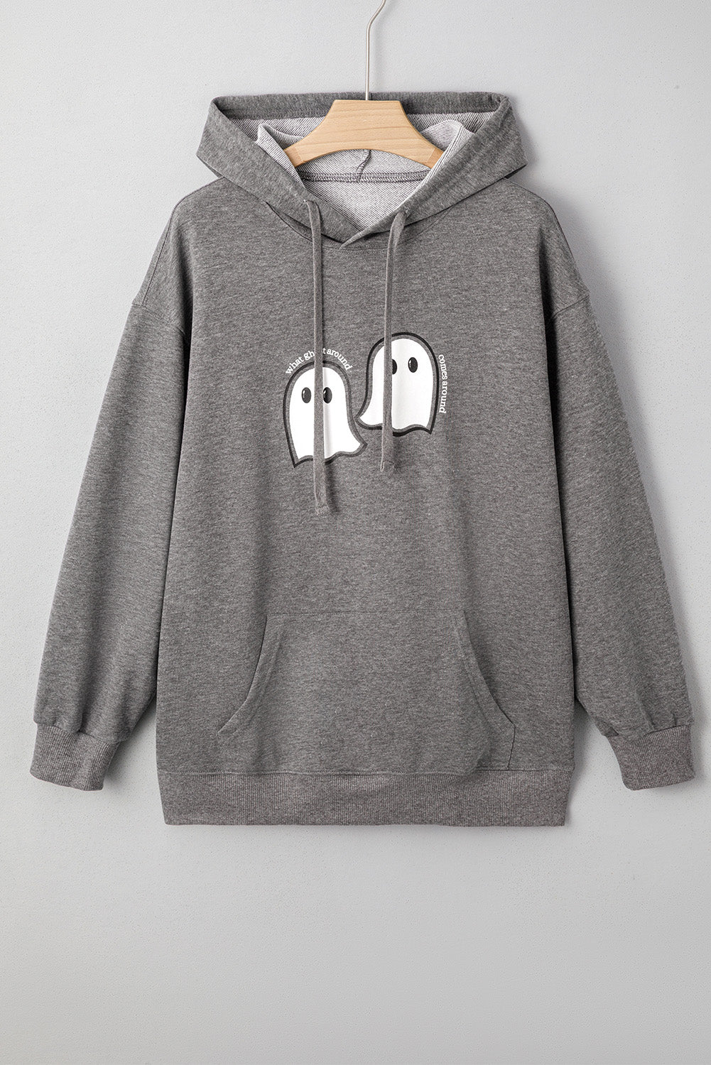 Dark Grey Cute Halloween Ghost Mineral Wash Oversized Hoodie b64b6a5712e36af2
