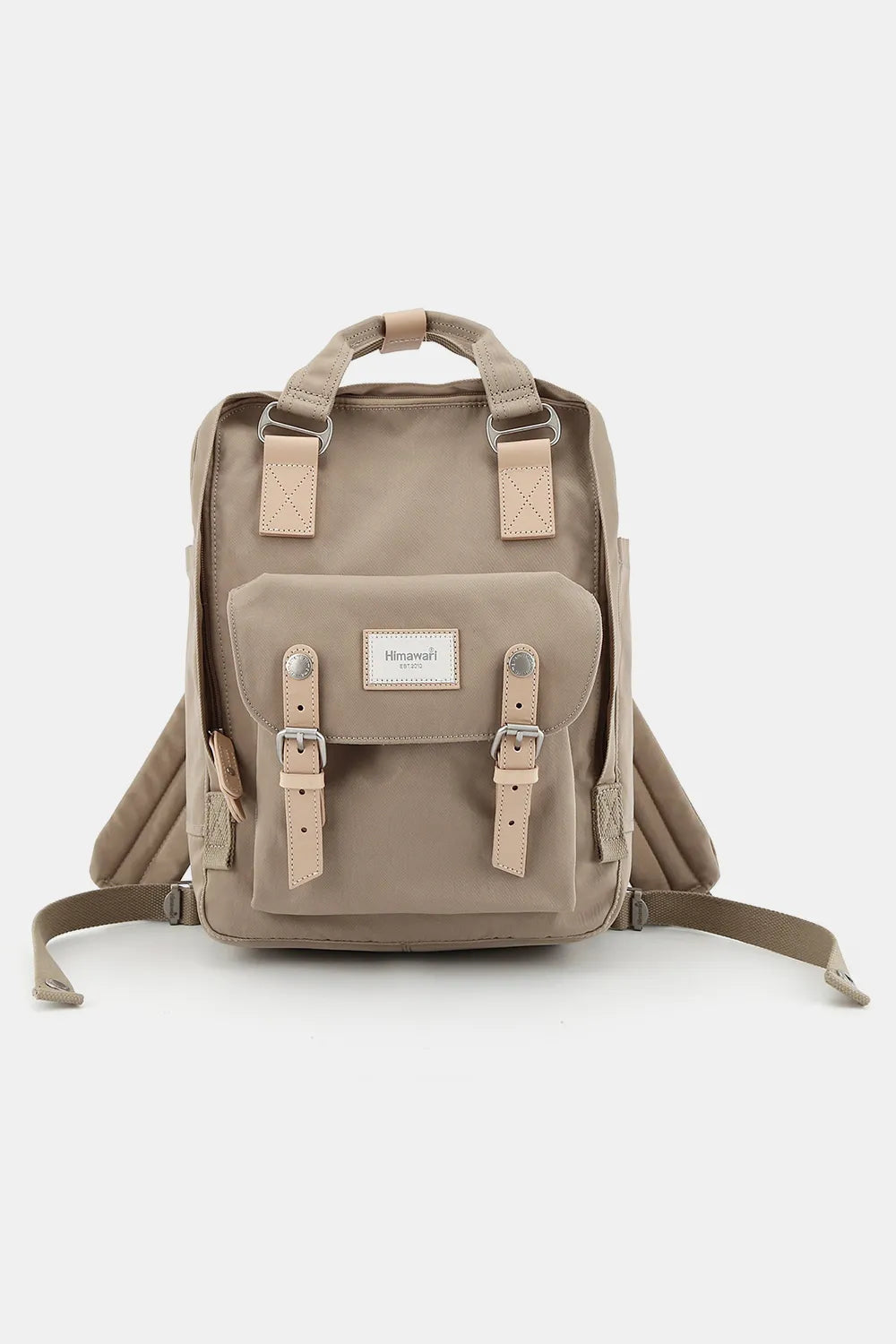 Himawari Contrast Waterproof Nylon Backpack Bag Khaki One Size b667e00b-8f76-41ca-8cf4-5927c9639338-Max